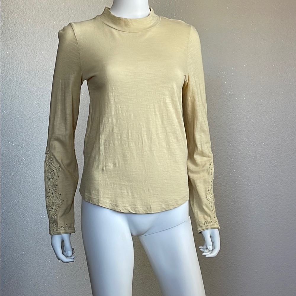 We The Free Cream Fitted Long Sleeve Tee